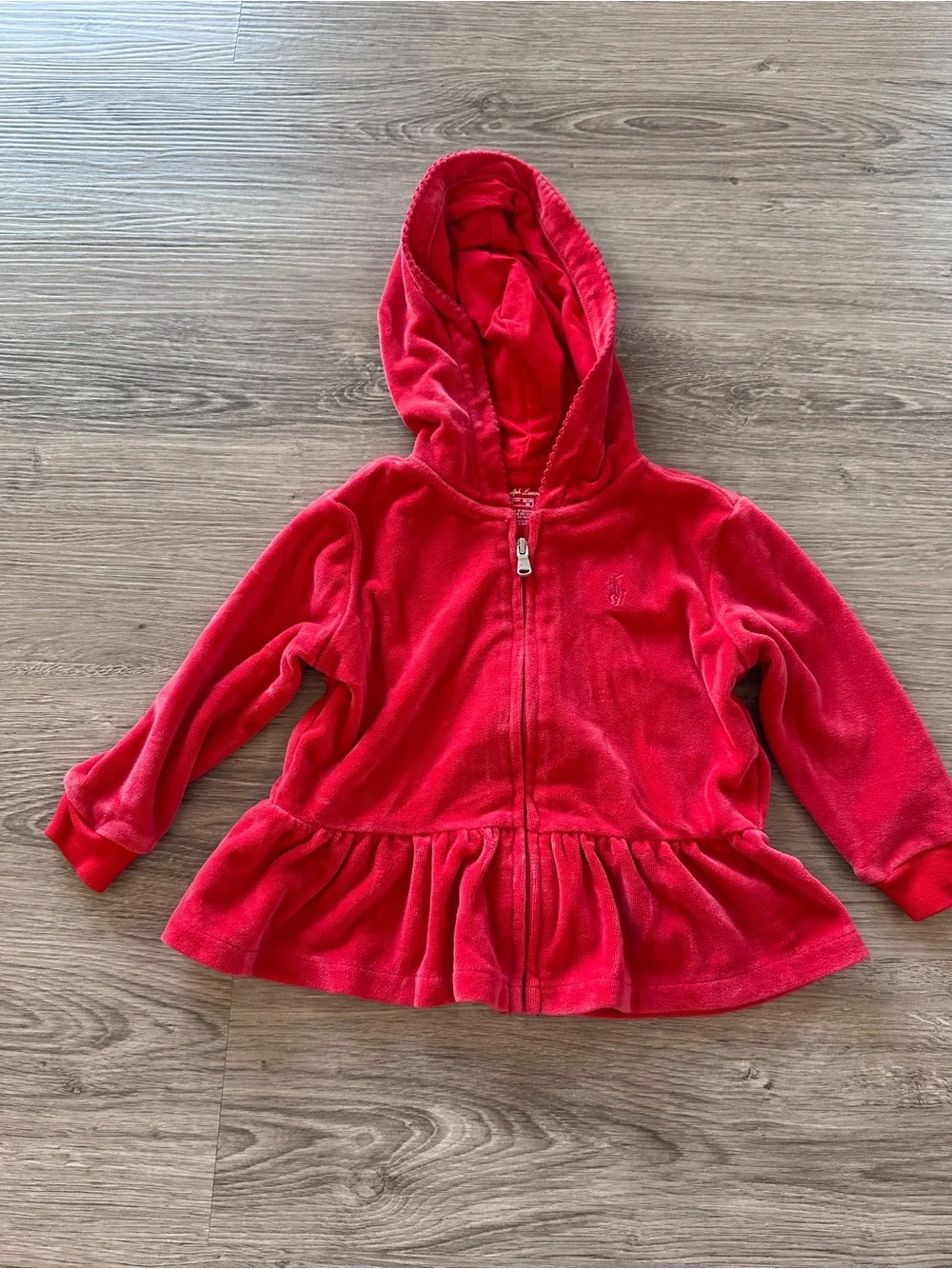 Ralph Lauren Baby Girls Red Velour Set - 12 Months - EUC